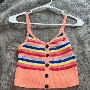 American Eagle Striped Button Front Cropped Tank